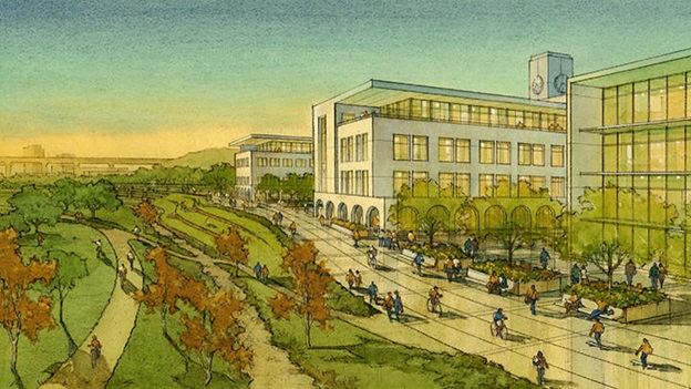 Rendering of the office building (Carrier Johnson + Culture)