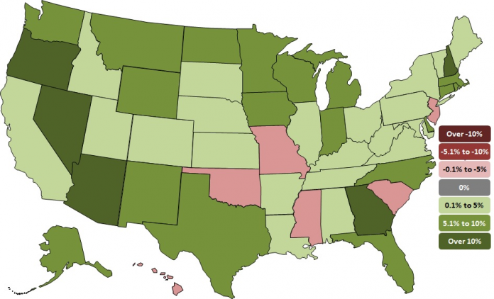 agca state employment map oct 2018