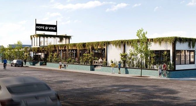 Rendering of the proposed 1000-bed shelter at Kettner and Vine